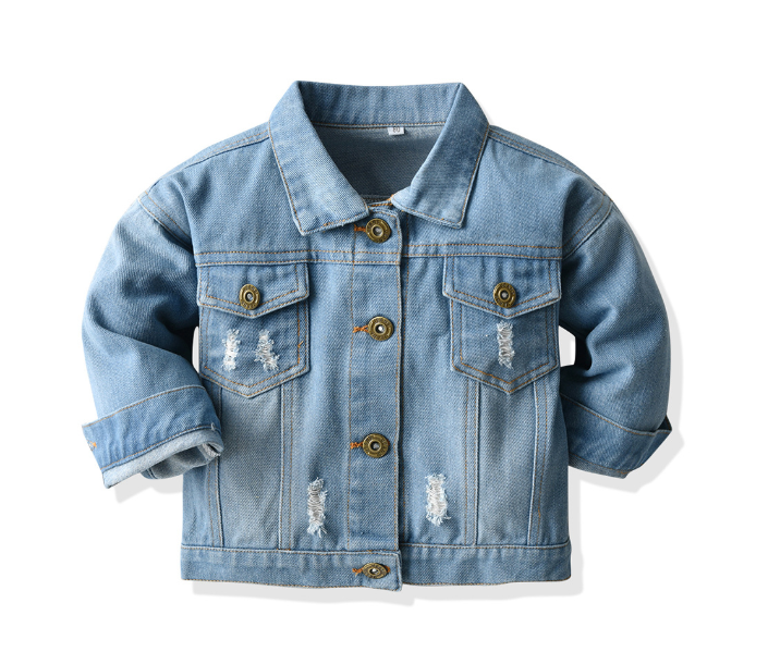 Top Spring Autumn Kids Casual Jacket Girls Ripped Holes Jeans Coats Little Boys Girls Denim Outerwear Costume