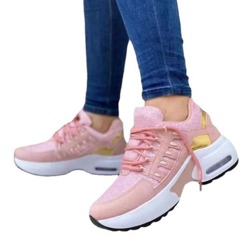 New Large Women's Sports Single Shoes Women's Flying Woven Wedge Heel Round Head Casual Single Shoes