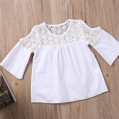 Toddler Baby Kids Girls Summer Lace Tops T-Shirt+Denim Jeans Pants Outfits Set