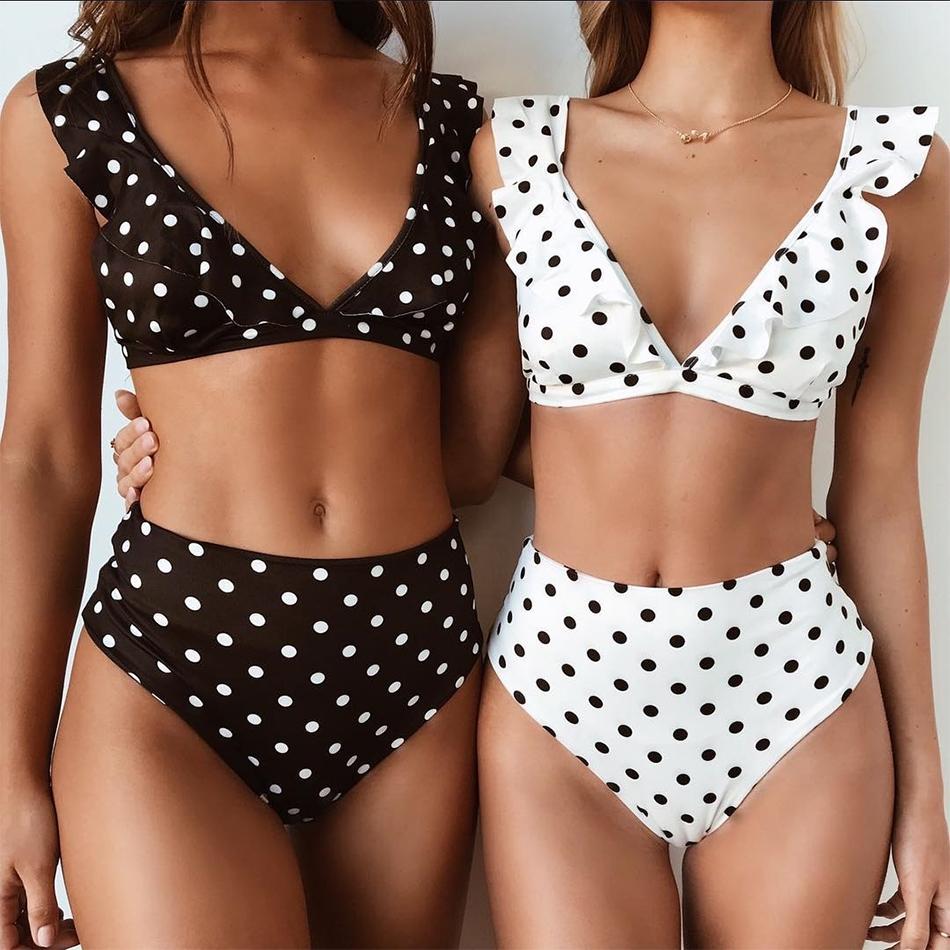 High Waist Bikini Polka Dot Biquinis Summer Beach Wear