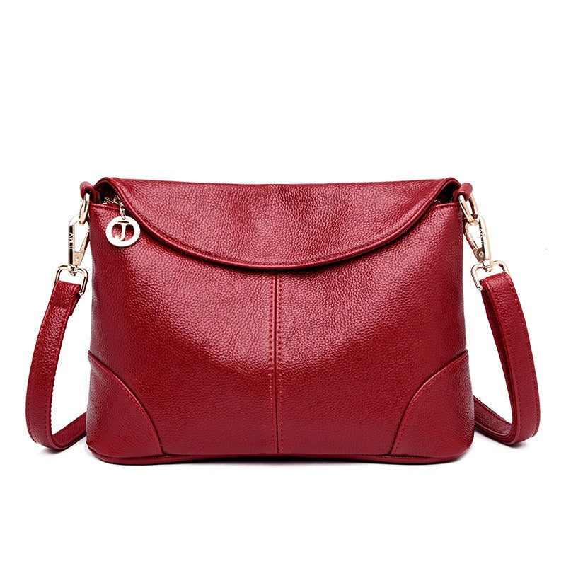 Bag Women New Fashion Crossbody One Shoulder Women's Bag Middle aged Mother's Soft Leather Small Square Bag