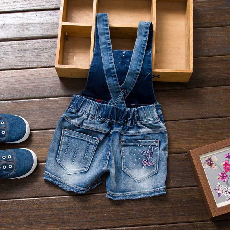 SPRING Summer US Style Girl Jumpsuit Cute Sweet Fashion Washed Jeans Denim Romper Jumpsuits Straps Short Pants Cowboy Blue