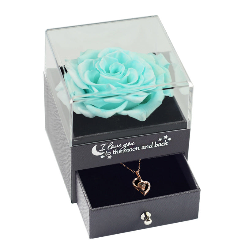 Eternal Flower Jewelry Box Rose Gift Box Necklace Wear Wedding Valentine's Day Gift