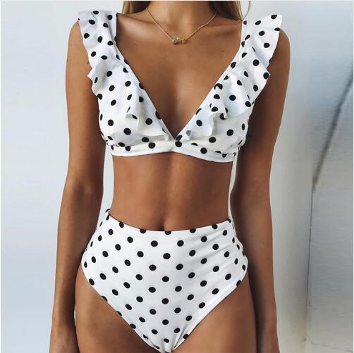 High Waist Bikini Polka Dot Biquinis Summer Beach Wear