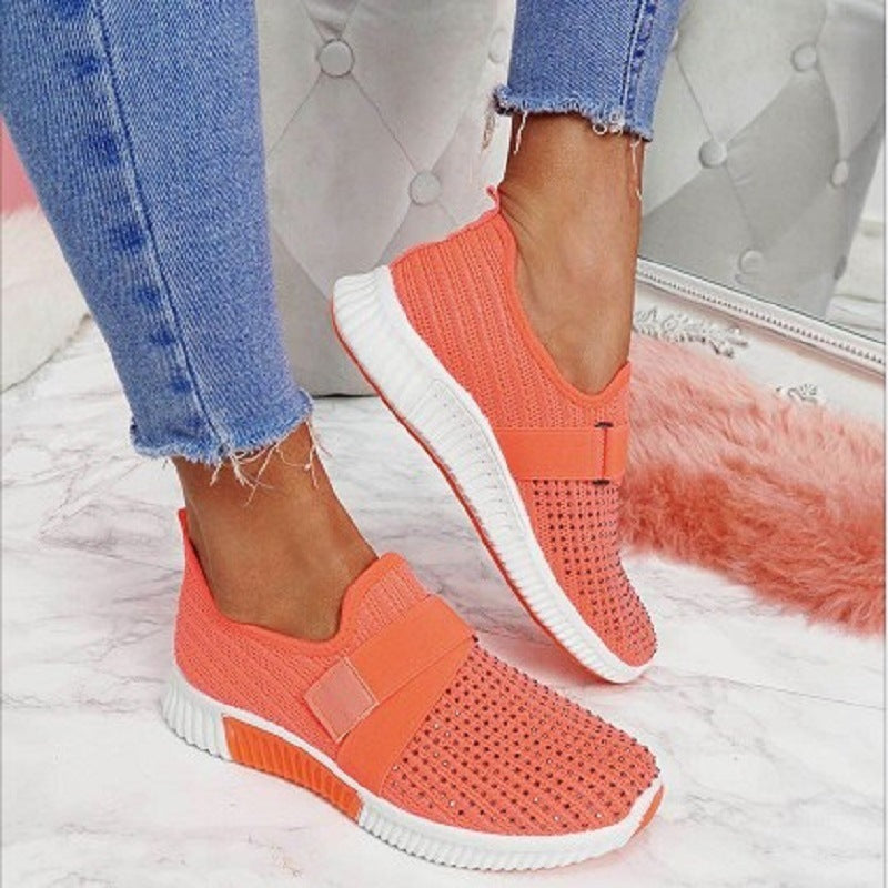 Rhinestone Flat Casual Shoes Women's Plus Size Summer New Sports Shoes