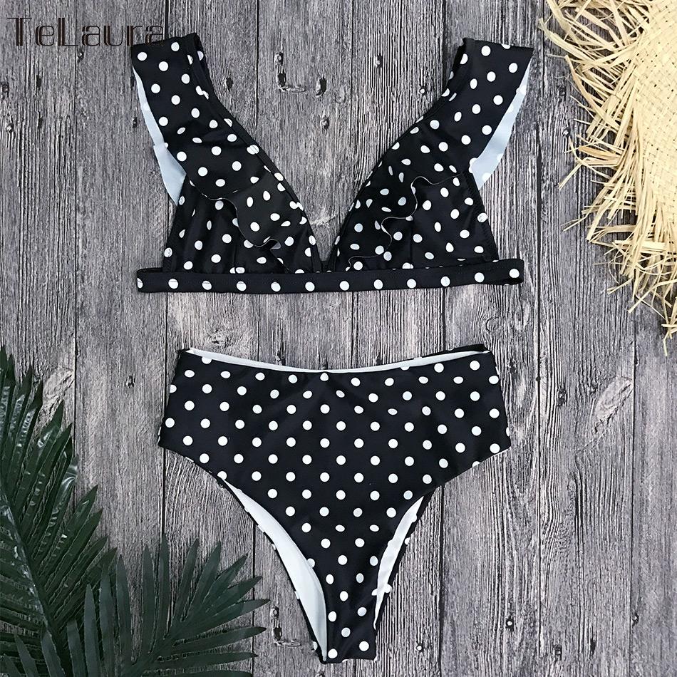 High Waist Bikini Polka Dot Biquinis Summer Beach Wear