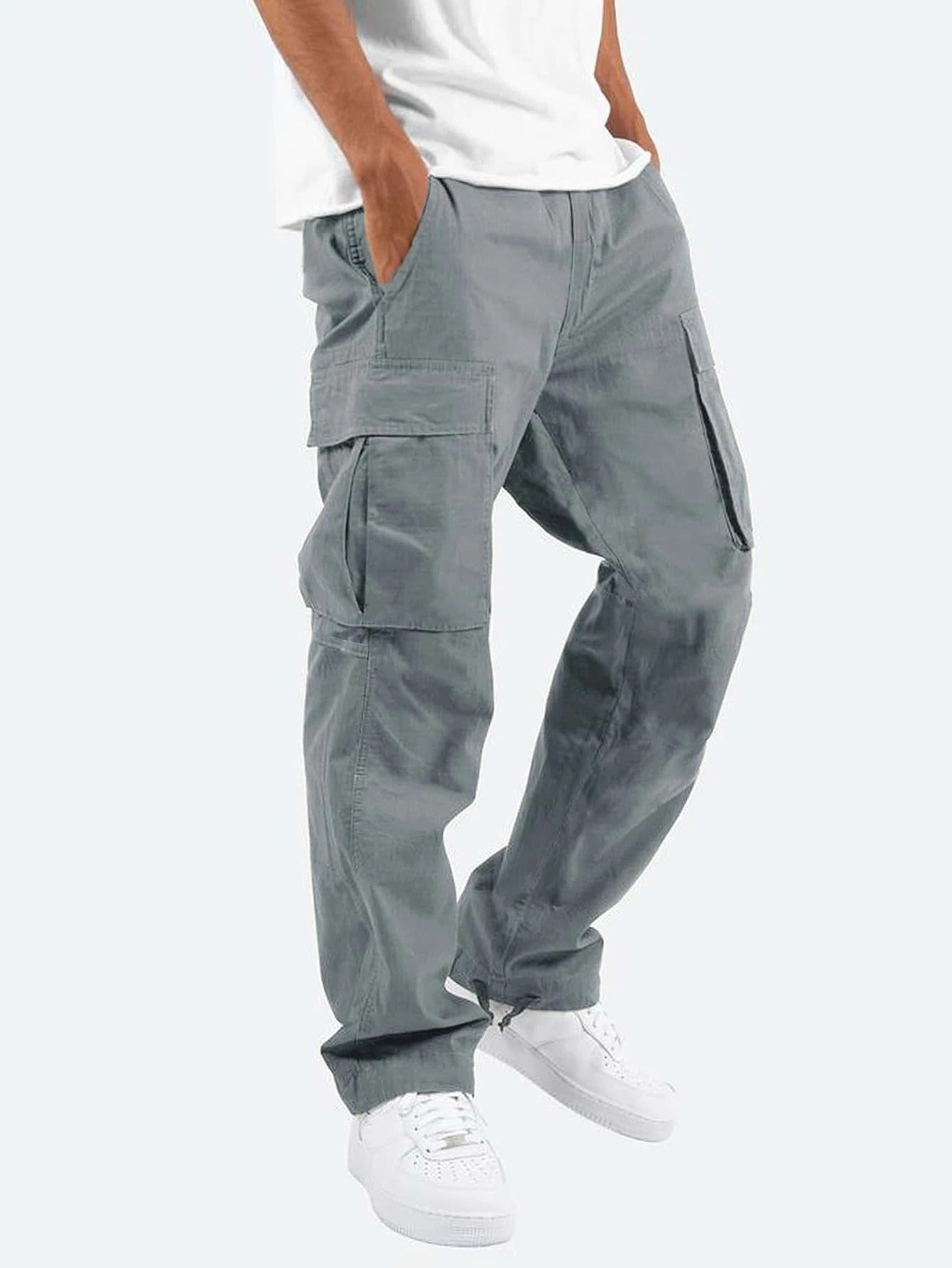 New Style Men's Overalls Drawstring Multi Pocket Casual Trousers