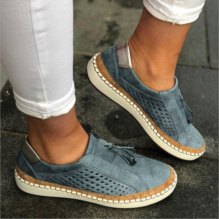 Womens Casual Shoes, One Footed Slacker Shoes, Lefu Tassels, Hollowed Out Single Shoes