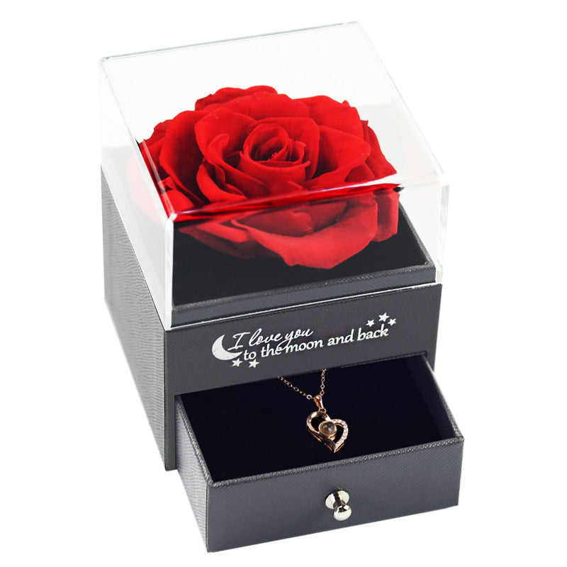 Eternal Flower Jewelry Box Rose Gift Box Necklace Wear Wedding Valentine's Day Gift