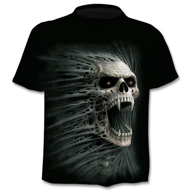 T-shirt Men Punk Style Top Tees Skull Gothic