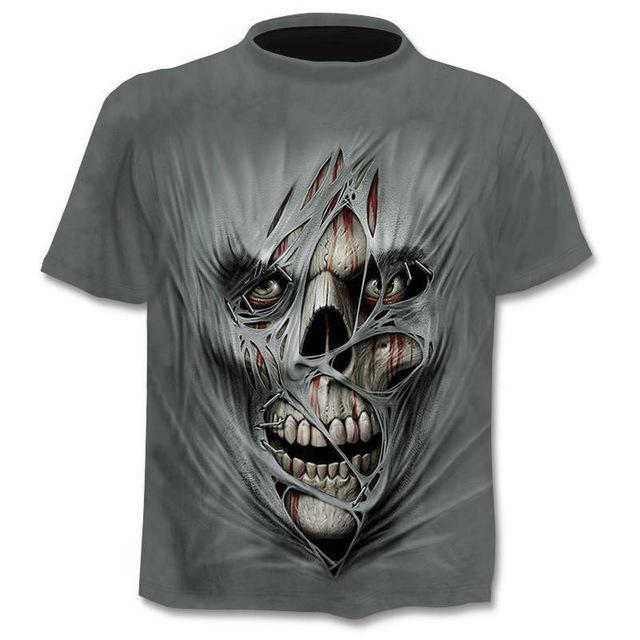 T-shirt Men Punk Style Top Tees Skull Gothic