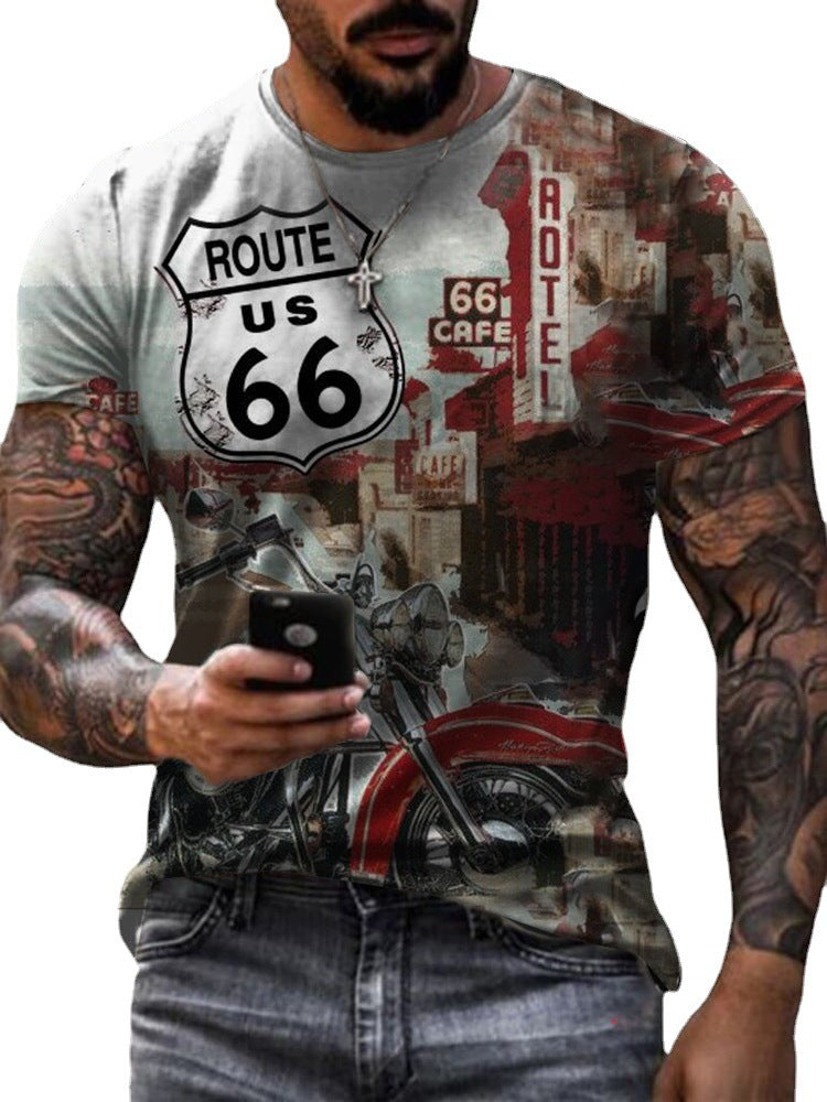 Casual Round Neck Short Sleeve Digital Printed T-Shirt