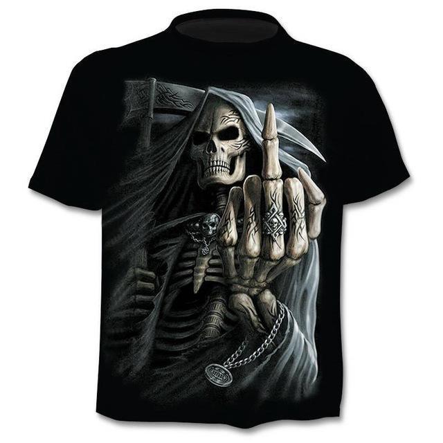 T-shirt Men Punk Style Top Tees Skull Gothic