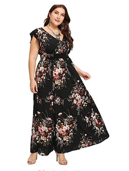 Women's Short-sleeved Deep V-neck Plus Size Women's Clothing Dress