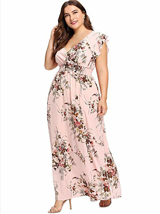 Women's Short-sleeved Deep V-neck Plus Size Women's Clothing Dress